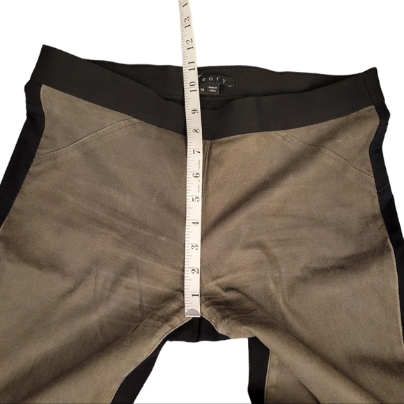 Theory 'Cullen' Lamb Leather and Twill Knit Pants Women's Size 10 Suede Leggings - Picture 5 of 12